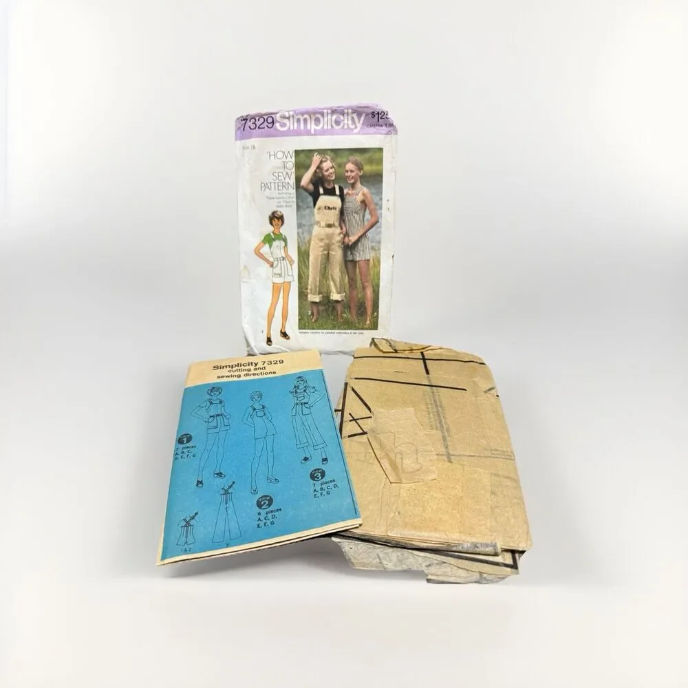 Simplicity 7329 Sewing Pattern Girls Size 16 Misses Jumpsuit Vintage 1976 70s